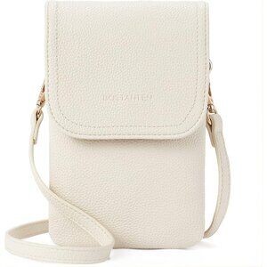 Women Pebble Beige-White Imported Vegan Leather Adjustable Strap Crossbody Bags